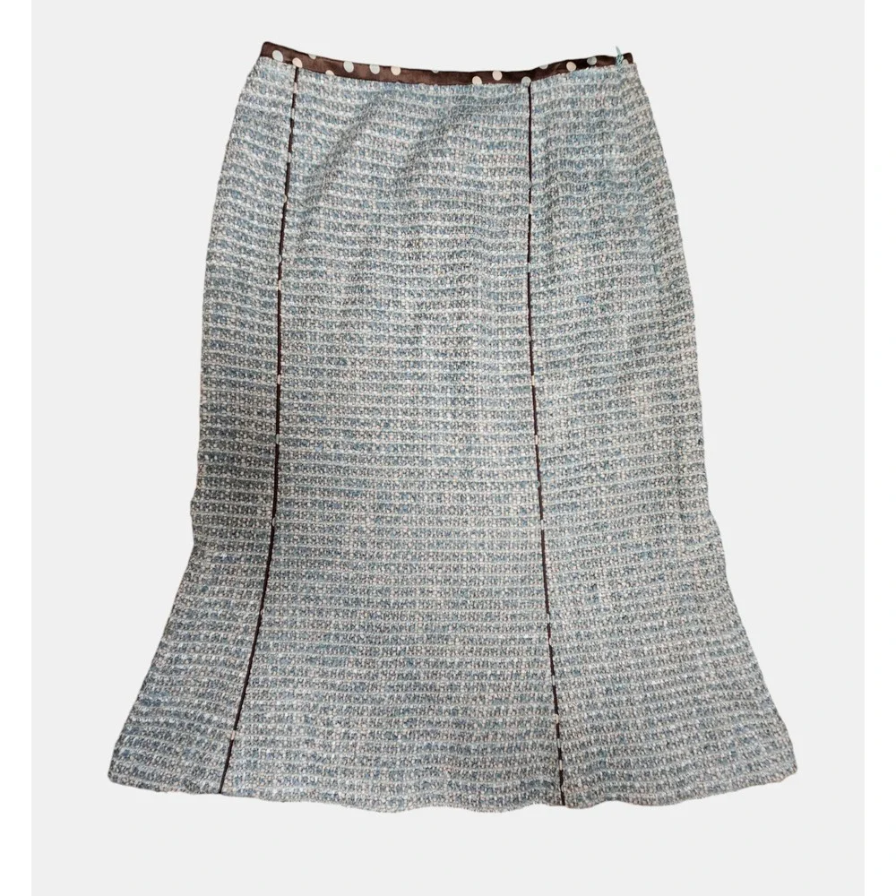 Escada Exclusive For Neiman Marcus Wool Blend Tweed Mermaid Skirt Midi Womens 34